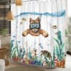 Unyqoos® Waterafstotend Douchegordijn met Oceaanthema en Tropische Vissenpatroon voor Badkamers