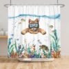 Unyqoos® Waterafstotend Douchegordijn met Oceaanthema en Tropische Vissenpatroon voor Badkamers