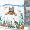 Unyqoos® Waterafstotend Douchegordijn met Oceaanthema en Tropische Vissenpatroon voor Badkamers
