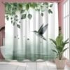 550x550-7101.jpg Unyqoos® Waterafstotend en wasbaar douchegordijn met groene bladerenprint en ringen