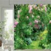 Unyqoos® Waterdicht douchegordijn met 3D bloemen en natuurontwerp voor badkamer
