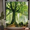 Unyqoos® Verfrissend Douchegordijn met Natuurprint, Anti-Schimmel en Waterafstotend, 180 x 200 cm, Inclusief 12 Ringen