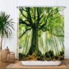 Unyqoos® Verfrissend Douchegordijn met Natuurprint, Anti-Schimmel en Waterafstotend, 180 x 200 cm, Inclusief 12 Ringen