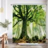 Unyqoos® Verfrissend Douchegordijn met Natuurprint, Anti-Schimmel en Waterafstotend, 180 x 200 cm, Inclusief 12 Ringen