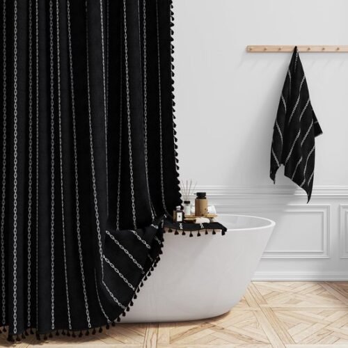 550x550-7129.jpg Unyqoos® Waterafstotend douchegordijn bohemian stijl met kwastjes en haken