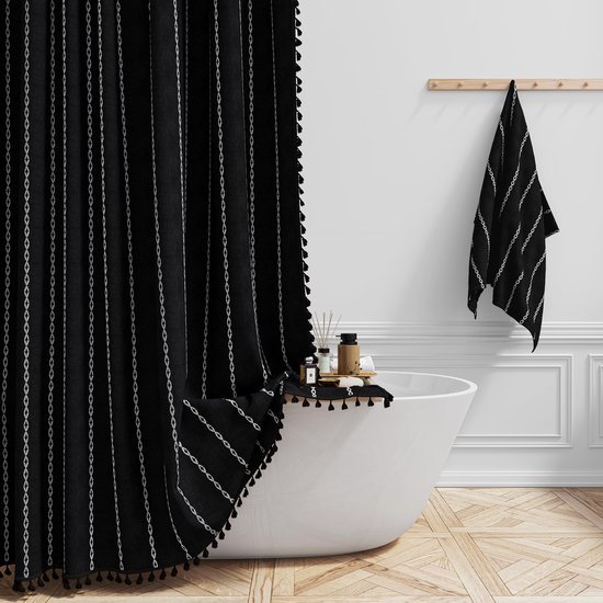 550x550-7129.jpg Unyqoos® Waterafstotend douchegordijn bohemian stijl met kwastjes en haken