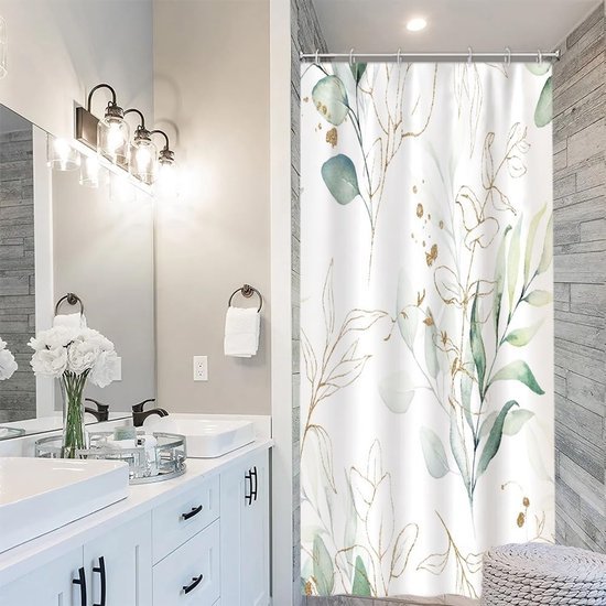 Unyqoos® Stijlvol Groen Bladeren Douchegordijn voor Luxe Badkamerdecoratie met Schimmelwerend en Waterdicht Ontwerp