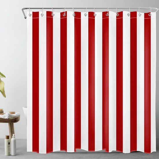 Unyqoos® Moderne rood-wit gestreepte douchegordijn met geometrisch patroon