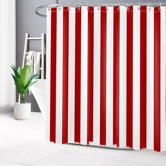 Unyqoos® Moderne rood-wit gestreepte douchegordijn met geometrisch patroon