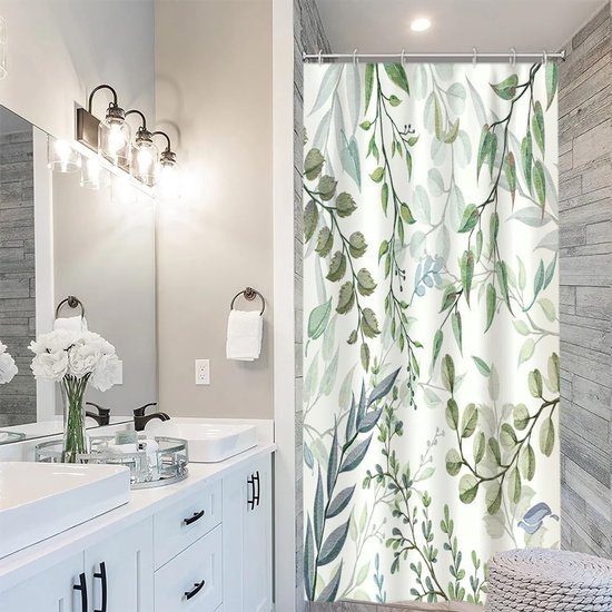550x550-7158.jpg Unyqoos® Stijlvol Douchegordijn Met Eucalyptus Print Voor Moderne Badkamerdecoratie