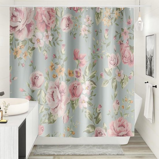 Unyqoos® Bloemen Douchegordijn met Aquarelontwerp en Waterdichte Eigenschappen voor Badkamerdecoratie