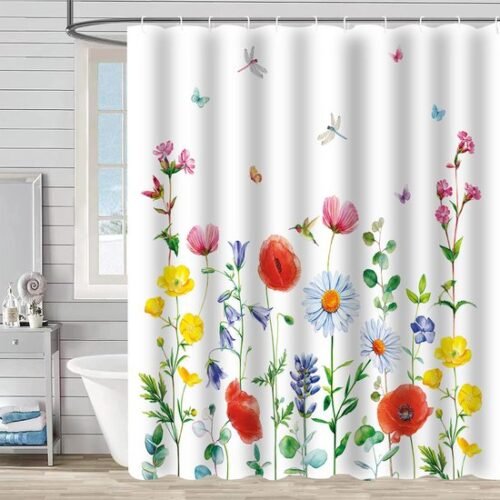 Unyqoos® Minimalistisch Douchegordijn Stof 180 x 180 cm Anti-Schimmel Waterdicht Badgordijn met Ringen
