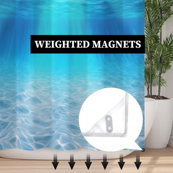 550x550-7203.jpg Unyqoos® Waterdichte dubbele douchegordijn met drukknopen en zeethema