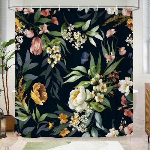 550x550-7211.jpg Unyqoos® Elegante waterdichte douchegordijn met artistiek bloemenpatroon, 180x180 cm