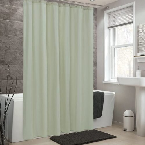 550x550-7225.jpg Unyqoos® Waterdichte stoffen douchegordijn met magneten in saliegroen voor badkamer 183 cm x 183 cm