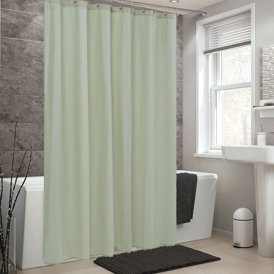 Unyqoos® Waterdichte stoffen douchegordijn met magneten in saliegroen voor badkamer 183 cm x 183 cm