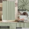 Unyqoos® Waterdichte stoffen douchegordijn met magneten in saliegroen voor badkamer 183 cm x 183 cm