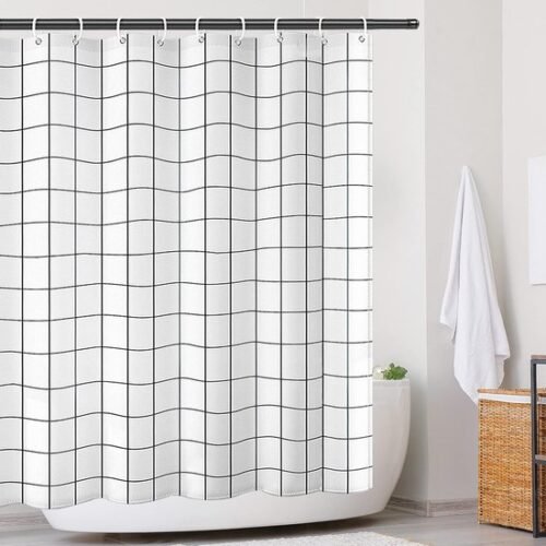 Unyqoos® Wit Waterdicht Douchegordijn van Polyester met Verzwaarde Zoom en 12 Ringen