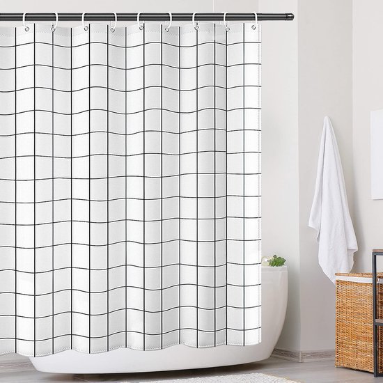 Unyqoos® Wit Waterdicht Douchegordijn van Polyester met Verzwaarde Zoom en 12 Ringen