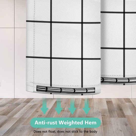 Unyqoos® Wit Waterdicht Douchegordijn van Polyester met Verzwaarde Zoom en 12 Ringen