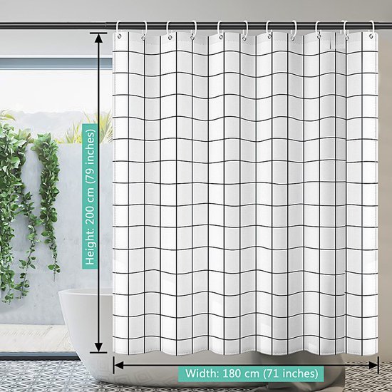 Unyqoos® Wit Waterdicht Douchegordijn van Polyester met Verzwaarde Zoom en 12 Ringen