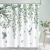 Unyqoos® Douchescherm met Eucalyptusbladeren en Saliegroene Bloemen 180 x 180 cm Waterdicht