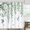 Unyqoos® Douchescherm met Eucalyptusbladeren en Saliegroene Bloemen 180 x 180 cm Waterdicht