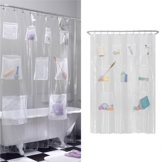 550x550-7254.jpg Unyqoos® Transparant waterdicht douchegordijn met handige opbergvakken