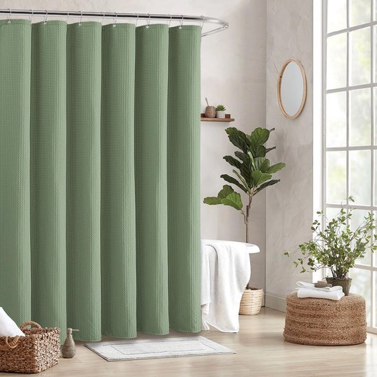Unyqoos® Extra lang douchegordijn met wafelpatroon en schimmelwerende eigenschappen