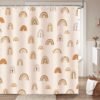 Unyqoos® Waterdicht douchegordijn met boho regenboog design en 12 haken