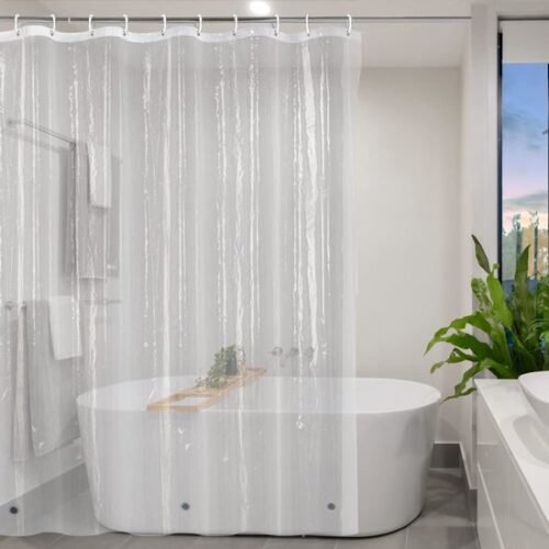 550x550-7295.jpg Unyqoos® Transparant en waterdicht douchegordijn met magneten en haken