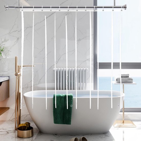 Unyqoos® Transparant en waterdicht douchegordijn met magneten en haken