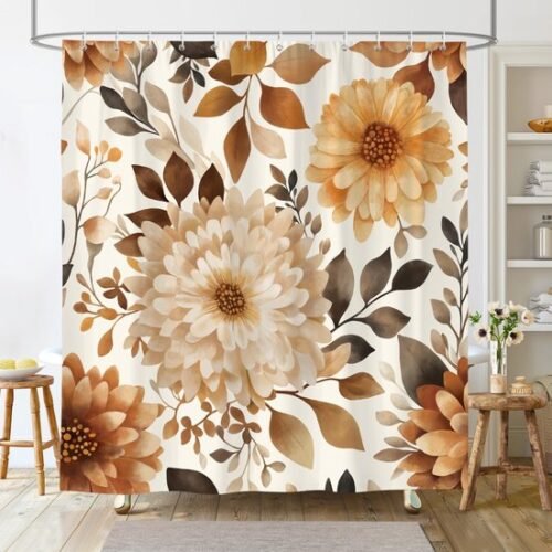 550x550-7300.jpg Unyqoos® Waterdichte douchegordijn met herfstprint en bloemenmotief 180x180cm