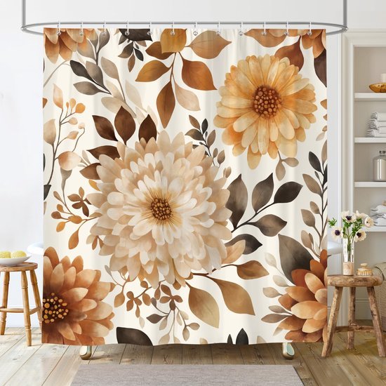 550x550-7300.jpg Unyqoos® Waterdichte douchegordijn met herfstprint en bloemenmotief 180x180cm