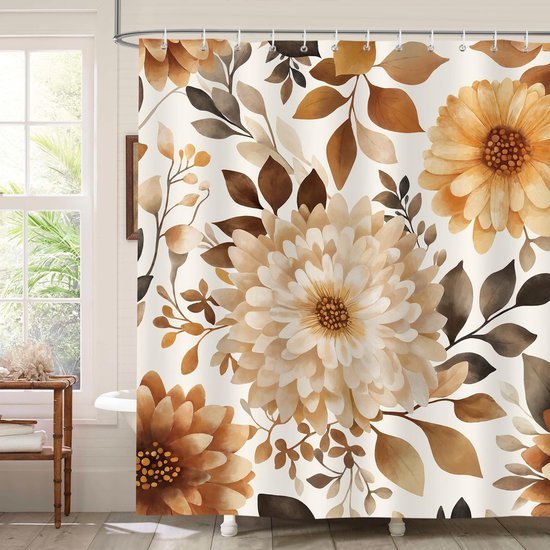 550x550-7301.jpg Unyqoos® Waterdichte douchegordijn met herfstprint en bloemenmotief 180x180cm