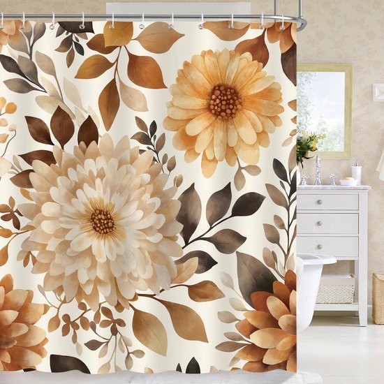 550x550-7302.jpg Unyqoos® Waterdichte douchegordijn met herfstprint en bloemenmotief 180x180cm