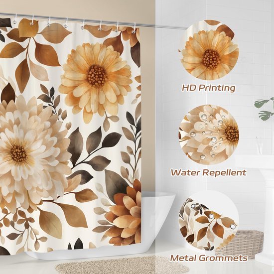 550x550-7304.jpg Unyqoos® Waterdichte douchegordijn met herfstprint en bloemenmotief 180x180cm