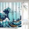 550x550-7307.jpg Unyqoos® Douchescherm met Japanse Golfprint, Waterafstotend en Schimmelwerend, 180 x 200 cm, Inclusief Haken