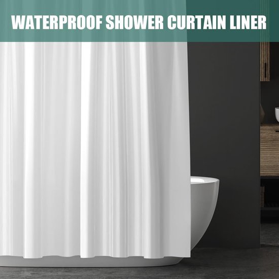 Unyqoos® Waterafstotend en Schimmelwerend Douchegordijn met Ringen, 180 x 180 cm, Wit