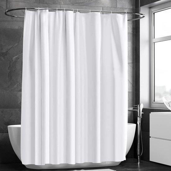 Unyqoos® Waterafstotend en Schimmelwerend Douchegordijn met Ringen, 180 x 180 cm, Wit