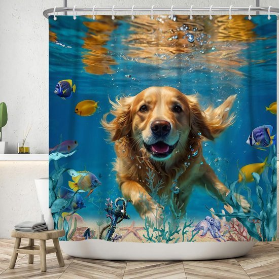 Unyqoos® Speels en Kleurrijk Douchegordijn met Onderwaterwereld Motief voor Badkamer, 180 x 200 cm, Waterbestendig Polyester
