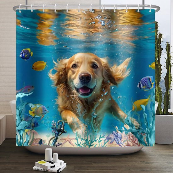 Unyqoos® Speels en Kleurrijk Douchegordijn met Onderwaterwereld Motief voor Badkamer, 180 x 200 cm, Waterbestendig Polyester