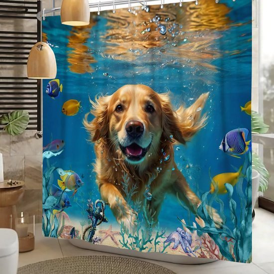 Unyqoos® Speels en Kleurrijk Douchegordijn met Onderwaterwereld Motief voor Badkamer, 180 x 200 cm, Waterbestendig Polyester