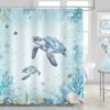 Unyqoos® Maritiem douchegordijn met schildpadmotief en haken voor badkamer