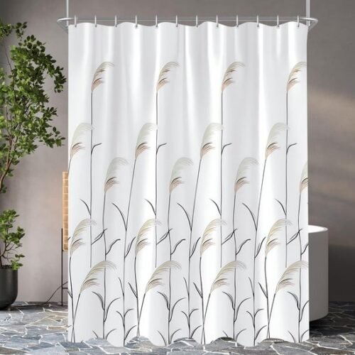 550x550-7351.jpg Unyqoos® Waterafstotend douchegordijn met tarweoor patroon en verzwaarde zoom