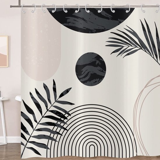 550x550-7360.jpg Unyqoos® Modern Boho Douchegordijn in Zwart-Wit met Abstracte Geometrische Patronen