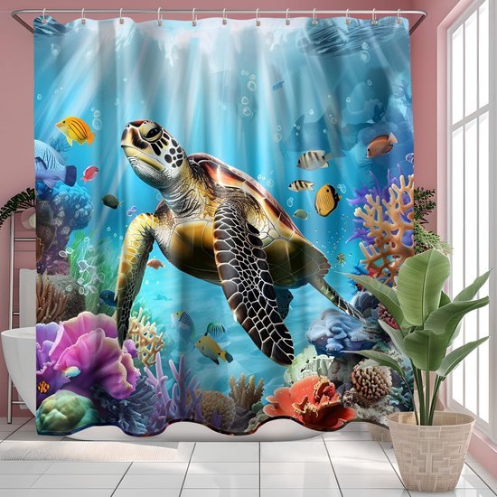 Unyqoos® Blauw Douchegordijn 200 x 200 cm met Gewicht en 12 Ophanghaken voor Stabiele Ophanging