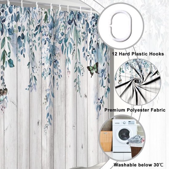 Unyqoos® Stijlvol Douchegordijn met Eucalyptus Print en Waterafstotende Eigenschappen voor Badkamer