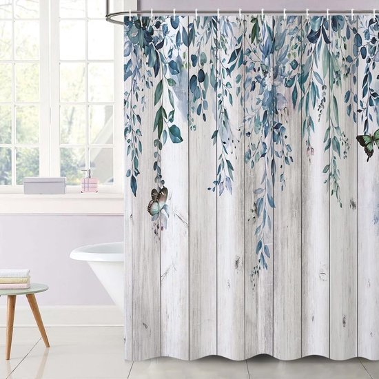 Unyqoos® Stijlvol Douchegordijn met Eucalyptus Print en Waterafstotende Eigenschappen voor Badkamer