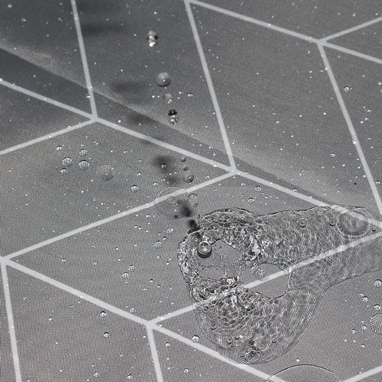 Unyqoos® Grijs waterdicht douchegordijn met pijlpatroon en verzwaarde zoom 200 x 220
